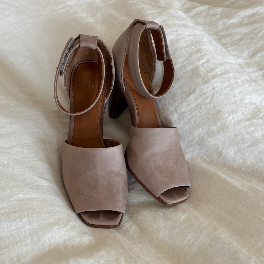 SARTO By Franco Sarto Taupe Open-Toe Heels